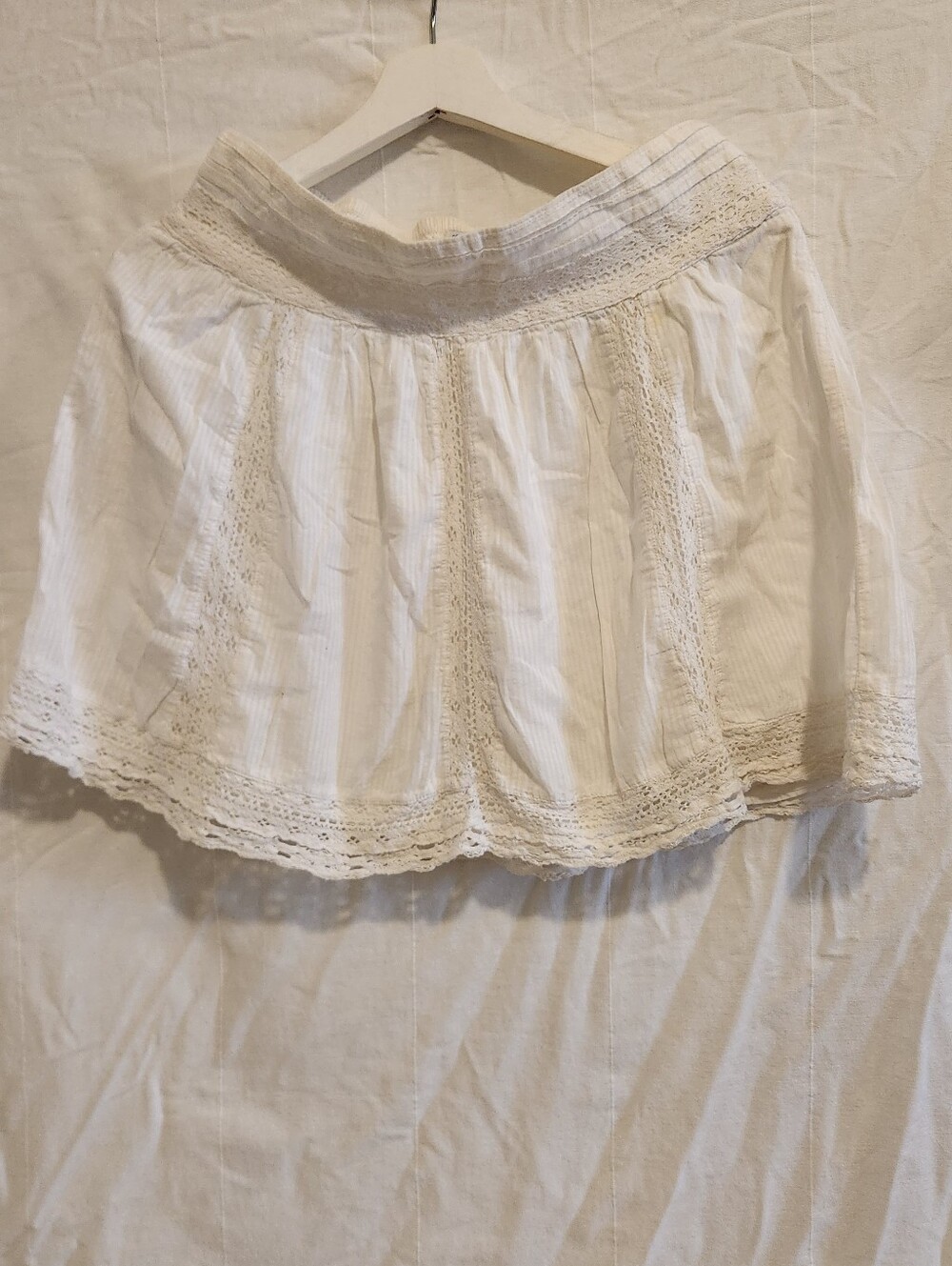 White Crochet-Trim Tiered Skirt - American Eagle